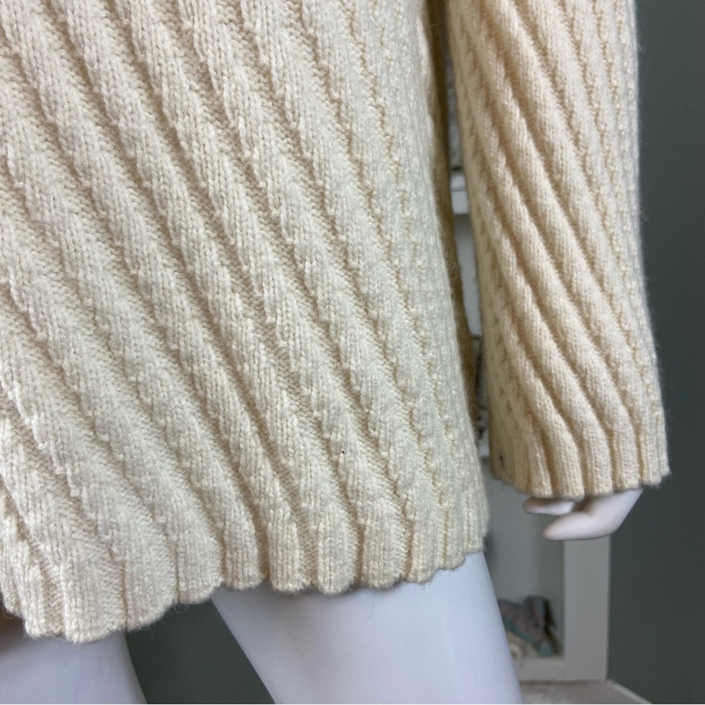 Ann Taylor Alpaca/Wool/Nylon Blend Cream Ivory White Ribbed Chunky Sweater M - Picture 5 of 10